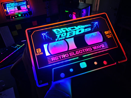 Cassette Tape Light-Up Wall Decor – Retro Neon Synthwave Art