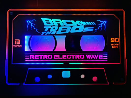 Cassette Tape Light-Up Wall Decor – Retro Neon Synthwave Art